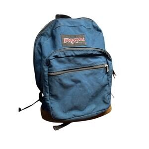 Vintage 90s 1994 JanSport Blue Green Backpack Suede Leather Bottom Backpack